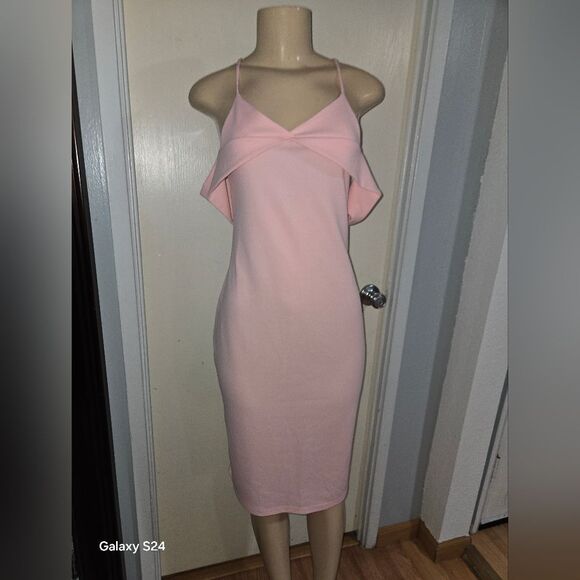 Elegant Pink Spaghetti Strap Dress Large - Picture 12 of 13